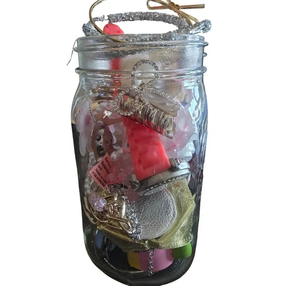 Preppy Jewelry Jar Lot 1lb Earrings Watches Pins Designer Ribbon Pink - Picture 3 of 4